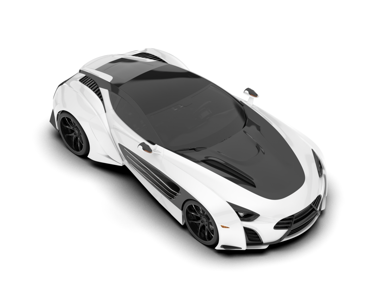 White sport car on transparent background. 3d rendering - illustration png