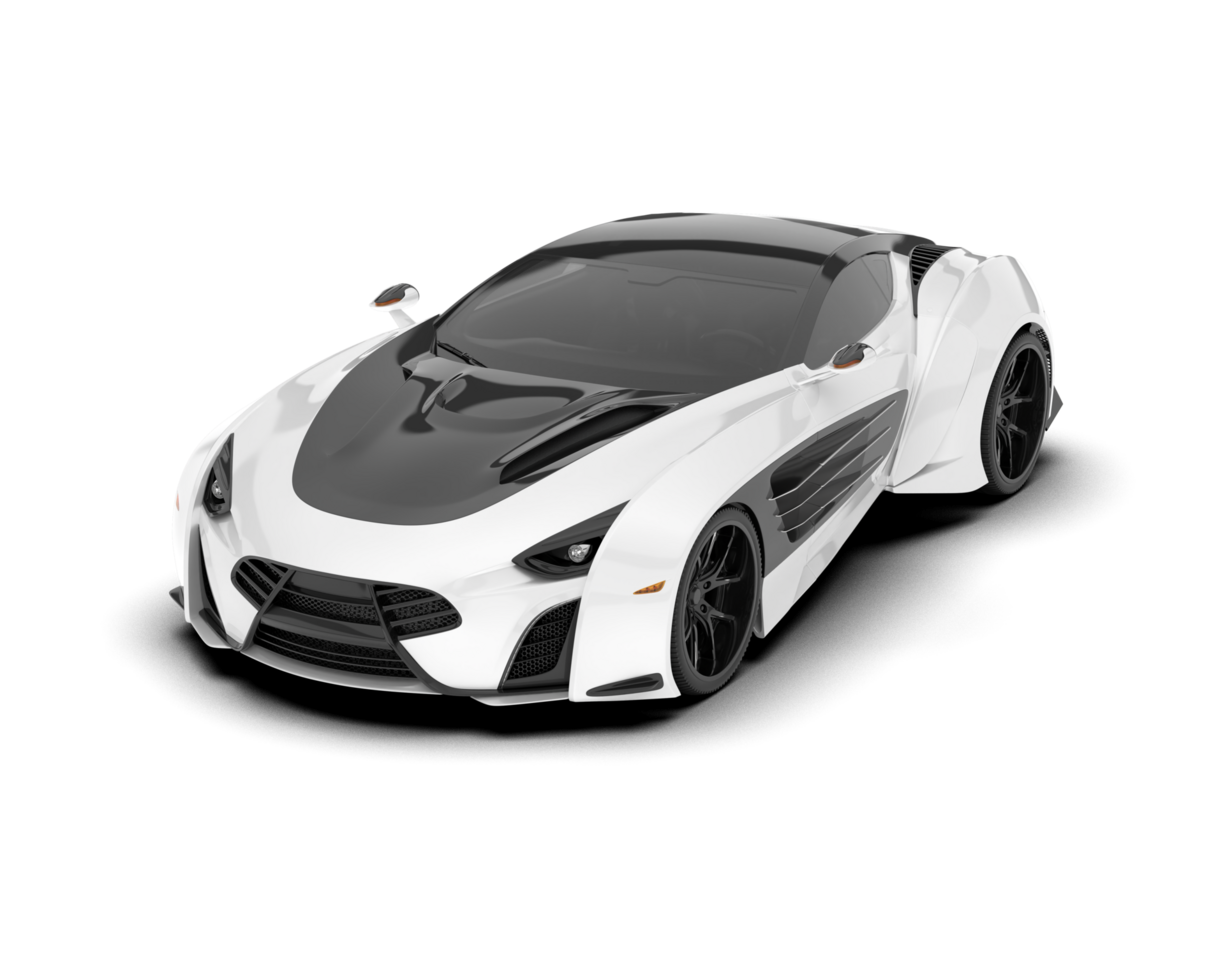 White sport car on transparent background. 3d rendering - illustration png