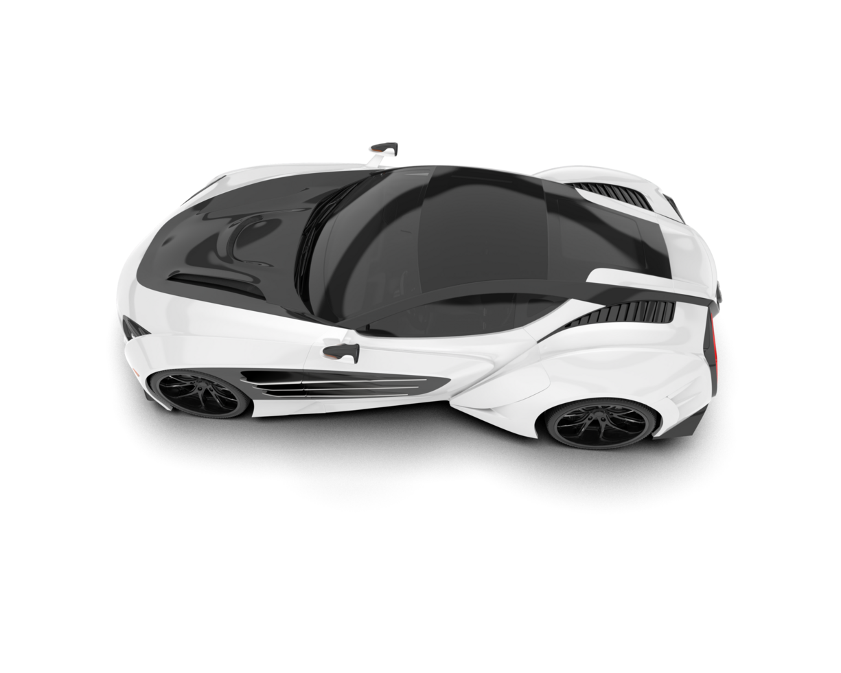 White sport car on transparent background. 3d rendering - illustration png