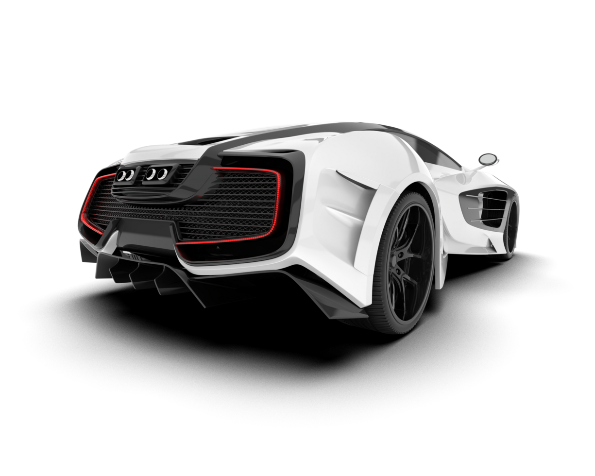 White sport car on transparent background. 3d rendering - illustration png