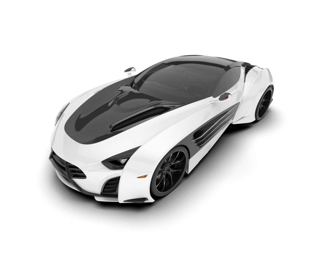 White sport car on transparent background. 3d rendering - illustration png