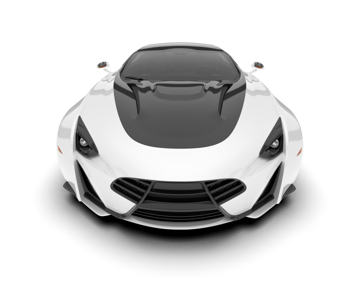 White sport car on transparent background. 3d rendering - illustration png
