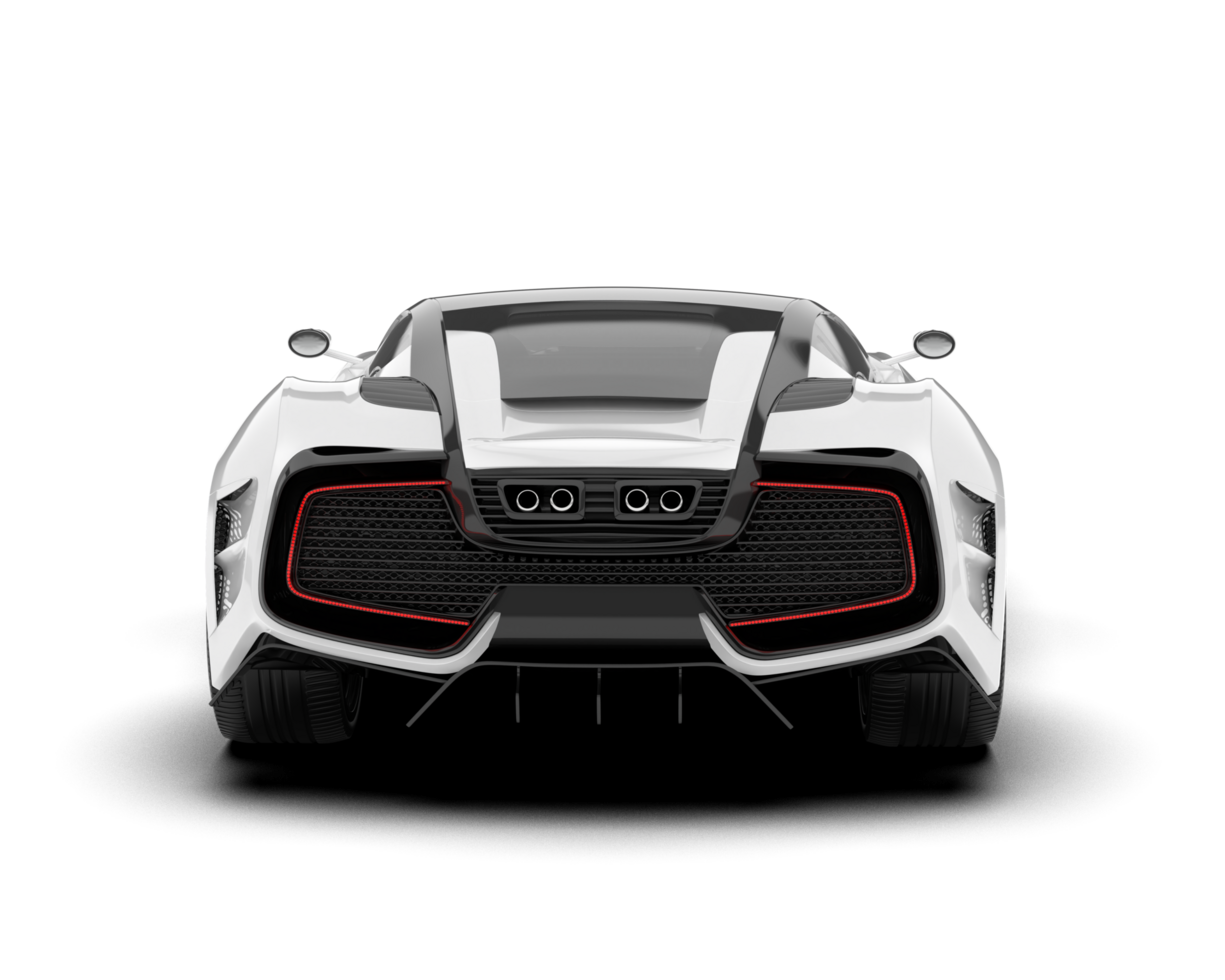 White sport car on transparent background. 3d rendering - illustration png