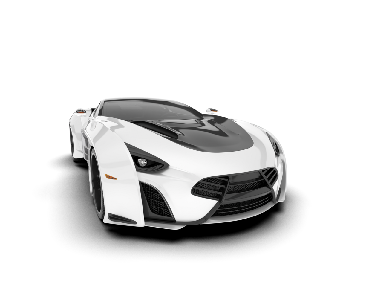 White sport car on transparent background. 3d rendering - illustration png