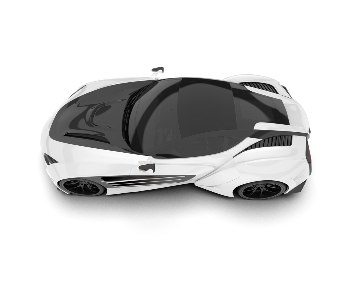 White sport car on transparent background. 3d rendering - illustration png