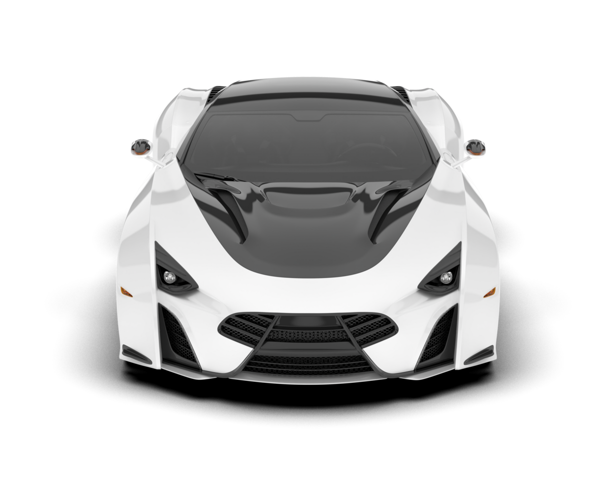 White sport car on transparent background. 3d rendering - illustration png