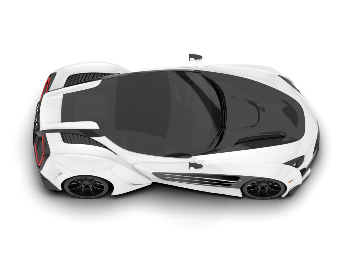 White sport car on transparent background. 3d rendering - illustration png