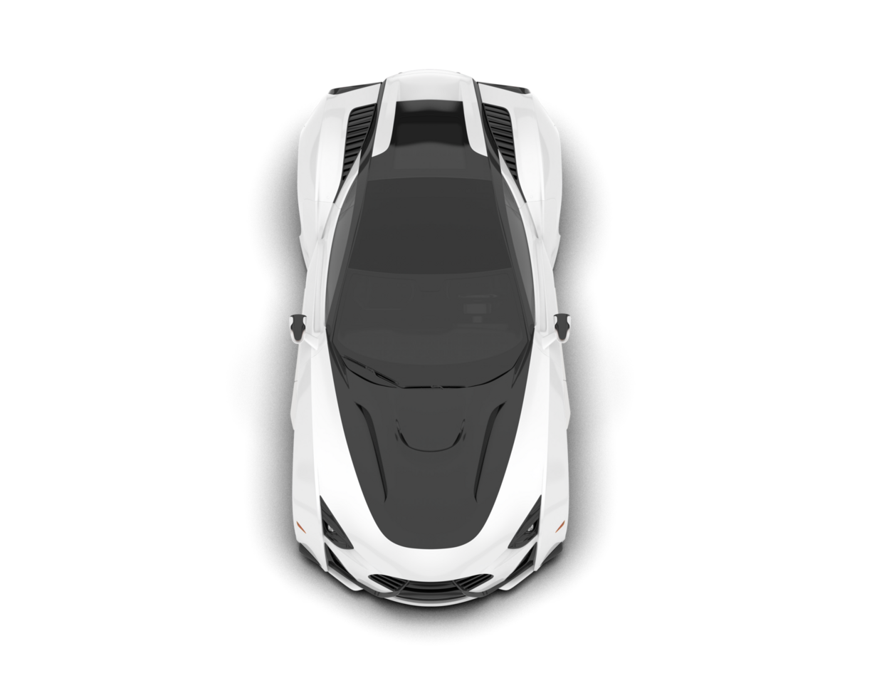 White sport car on transparent background. 3d rendering - illustration png