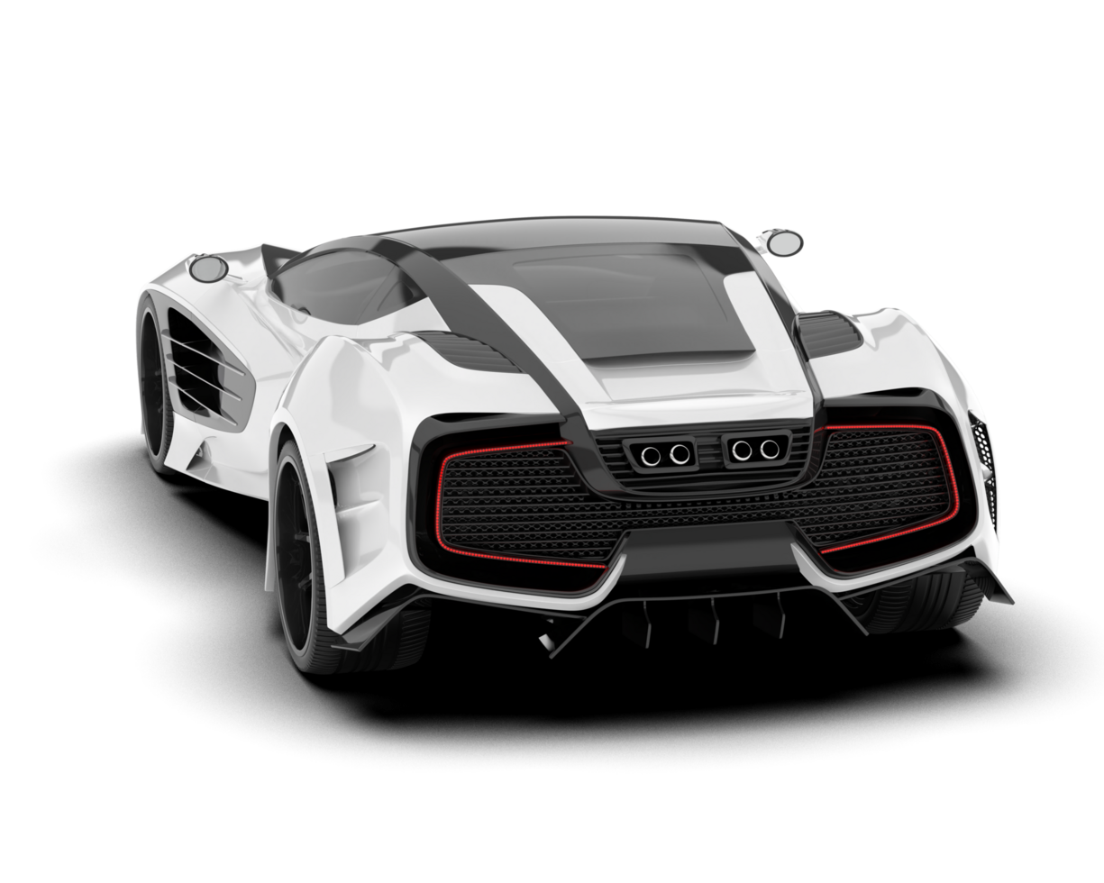 White sport car on transparent background. 3d rendering - illustration png