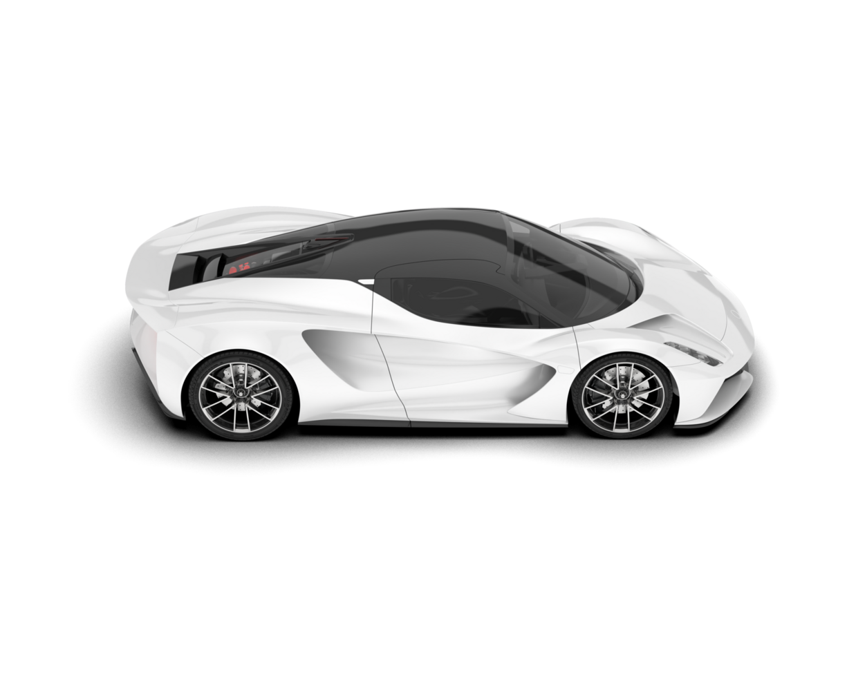 White sport car on transparent background. 3d rendering - illustration png