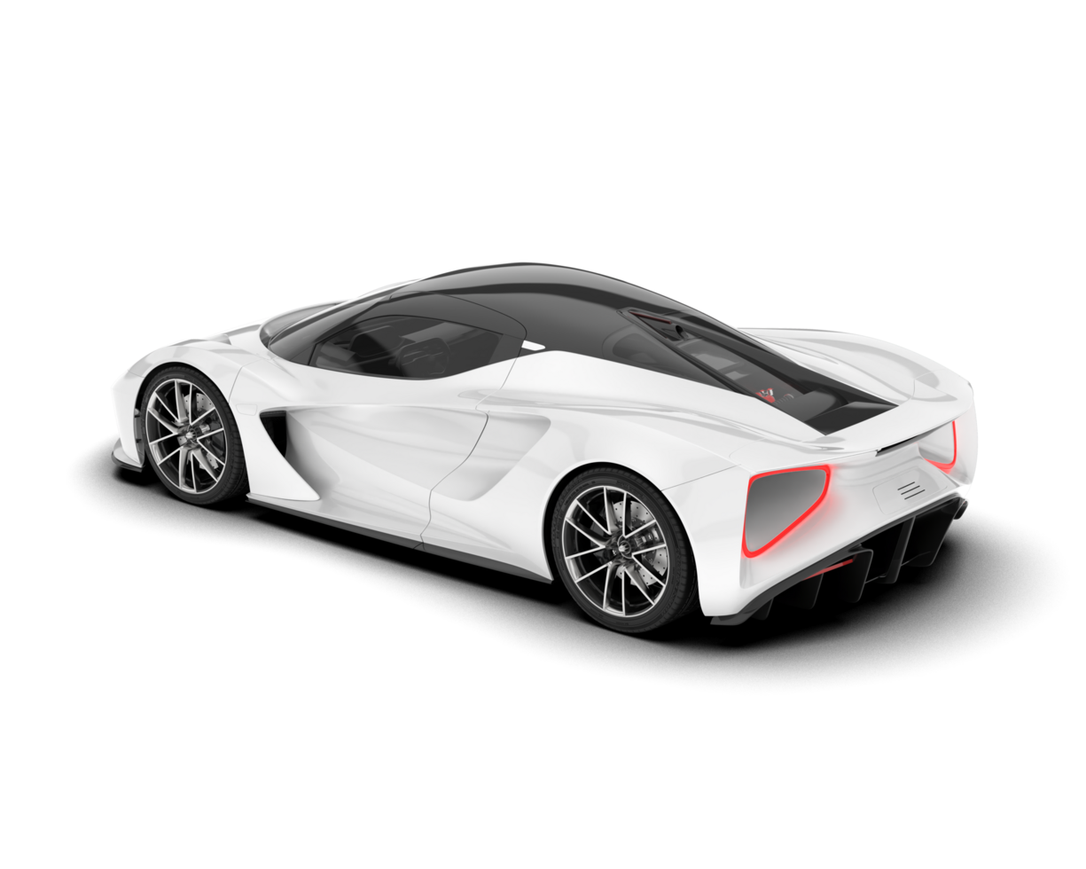 White sport car on transparent background. 3d rendering - illustration png