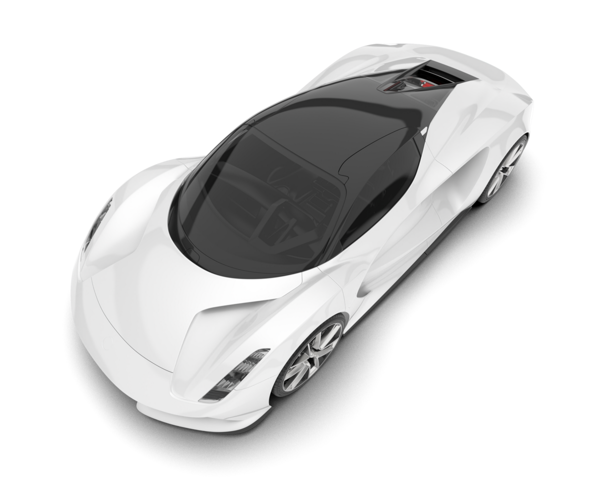 White sport car on transparent background. 3d rendering - illustration png