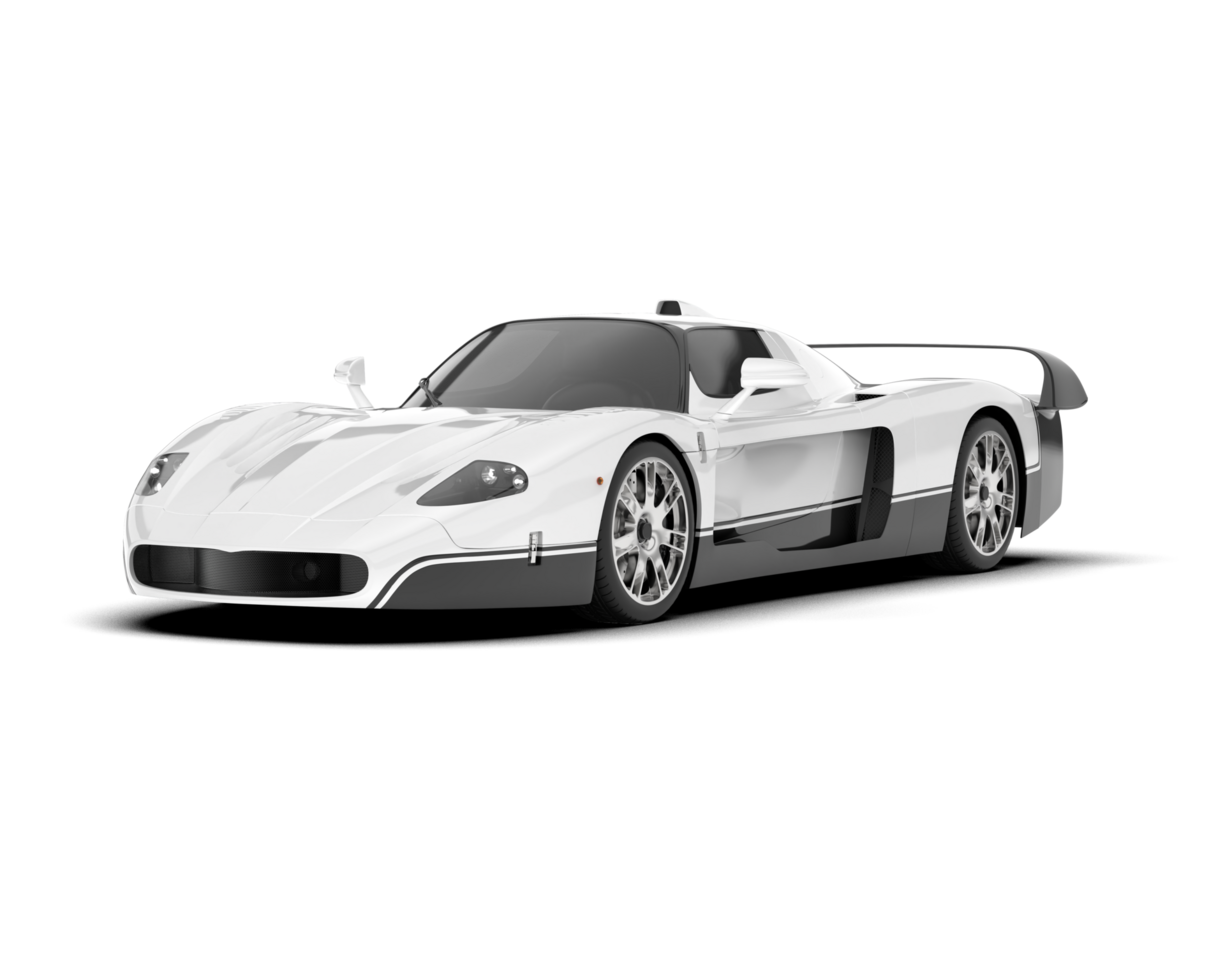White sport car on transparent background. 3d rendering - illustration png