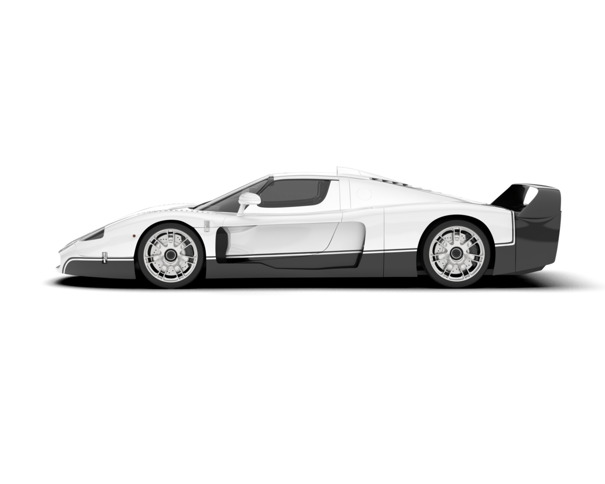 White sport car on transparent background. 3d rendering - illustration png