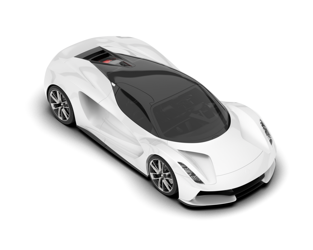 White sport car on transparent background. 3d rendering - illustration png