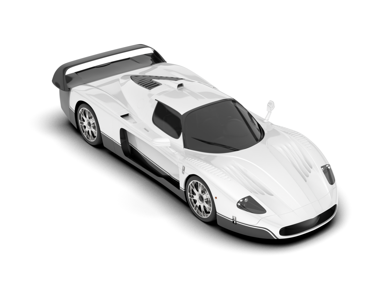 White sport car on transparent background. 3d rendering - illustration png