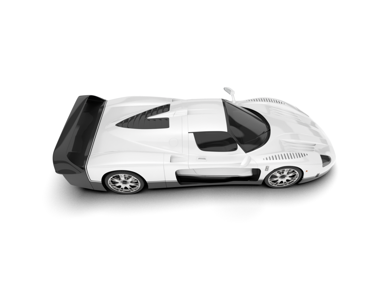 White sport car on transparent background. 3d rendering - illustration png