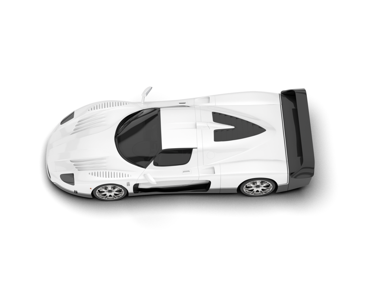 White sport car on transparent background. 3d rendering - illustration png