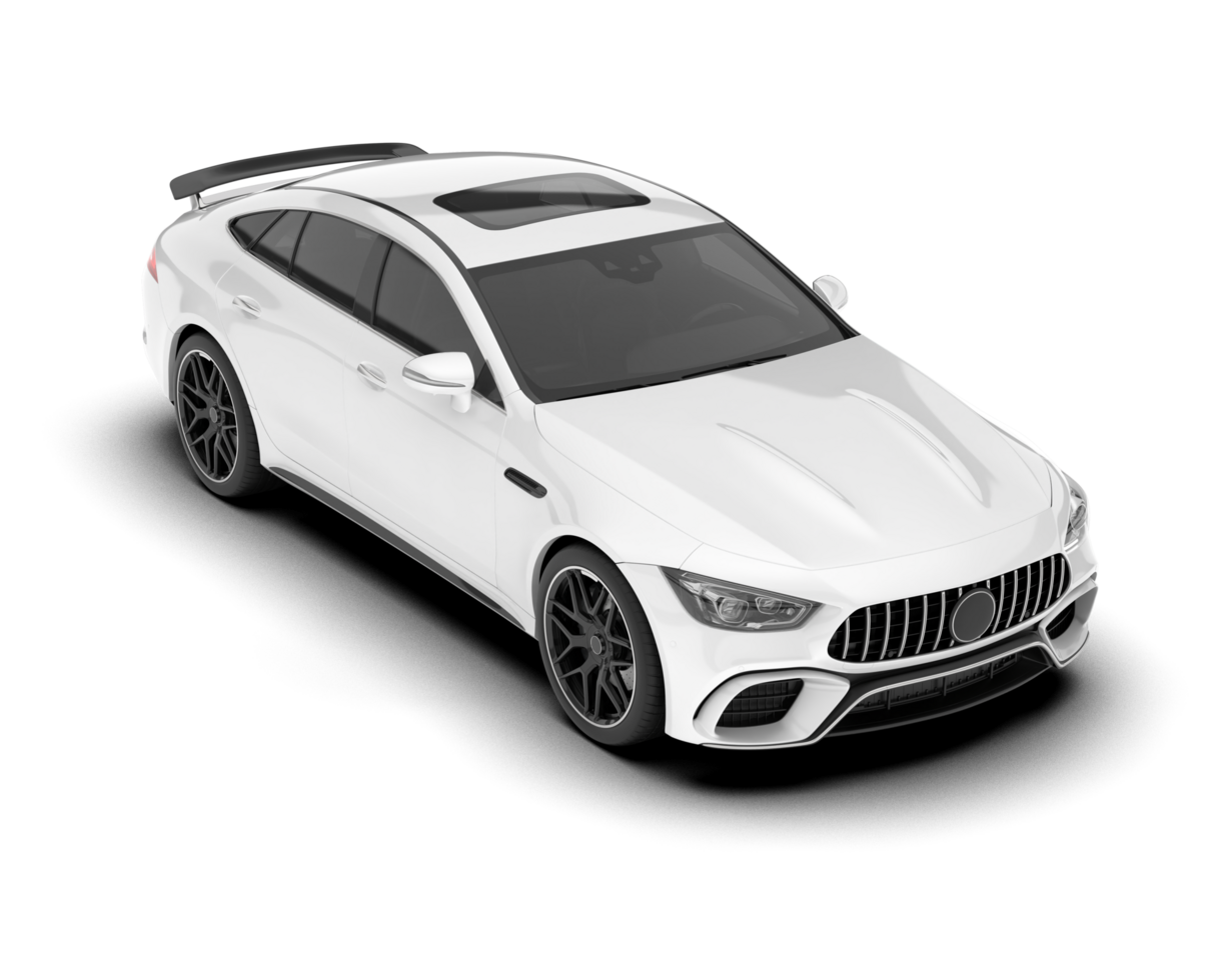 White sport car on transparent background. 3d rendering - illustration png