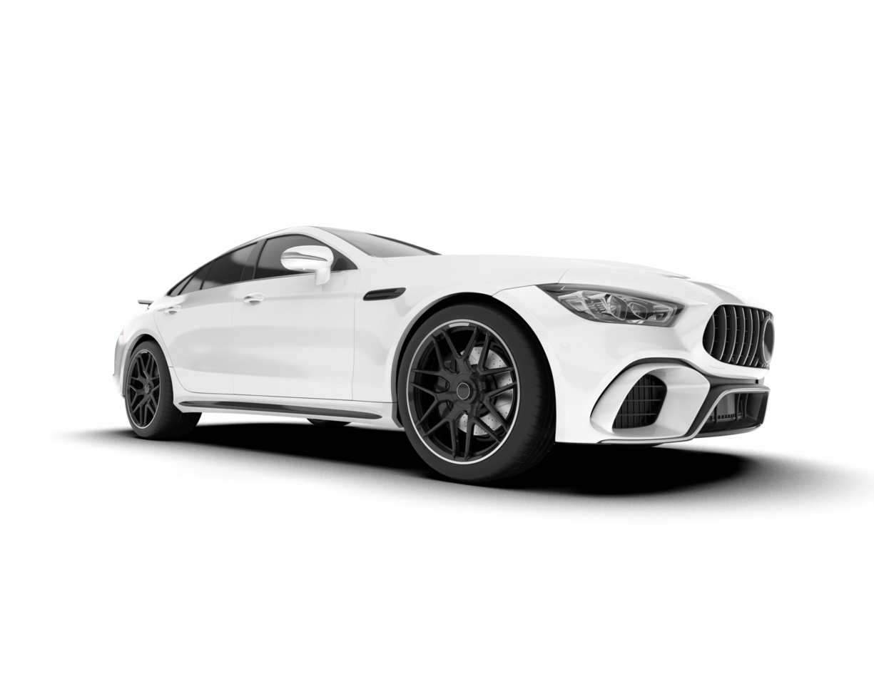 White sport car on transparent background. 3d rendering - illustration png