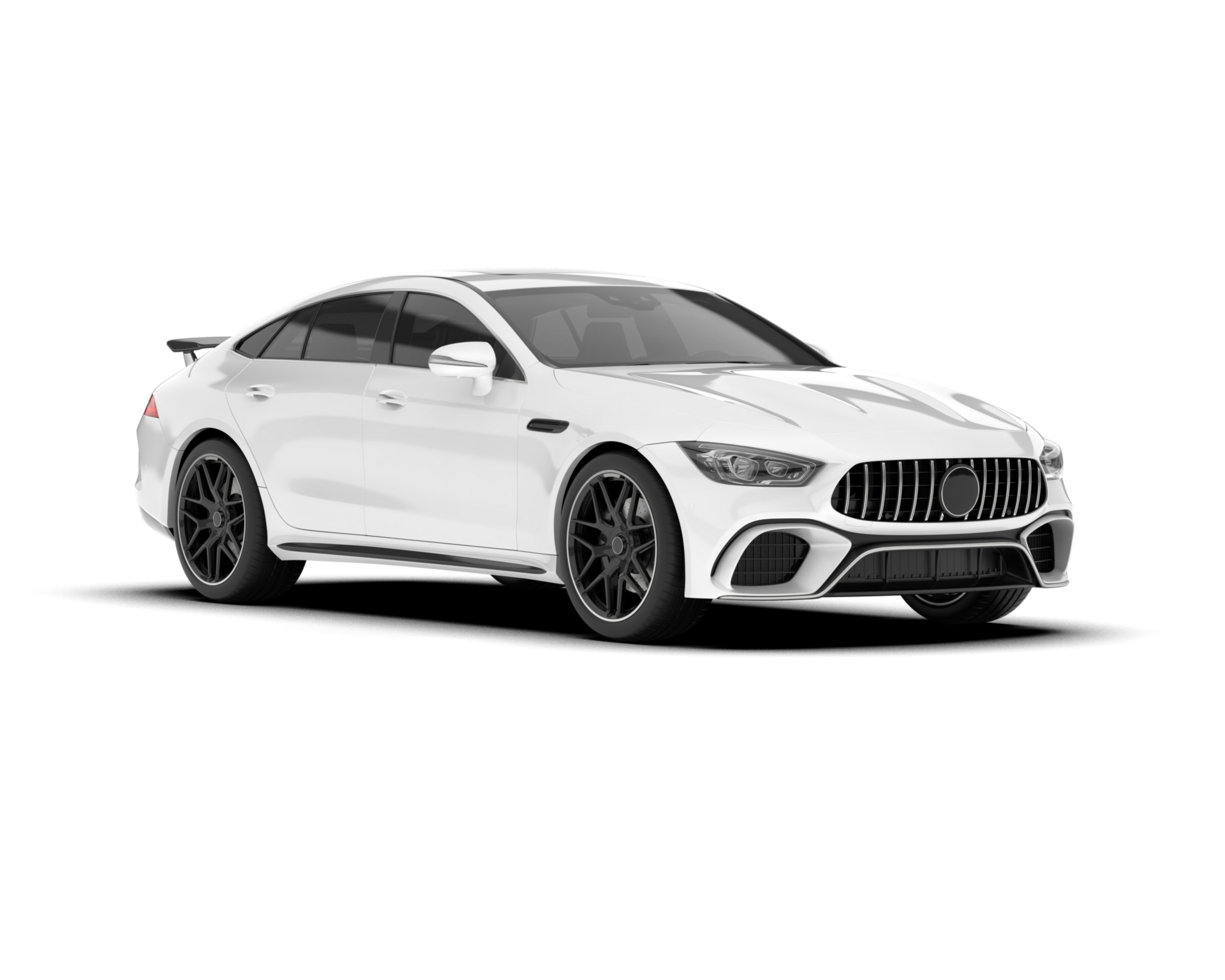 White sport car on transparent background. 3d rendering - illustration png