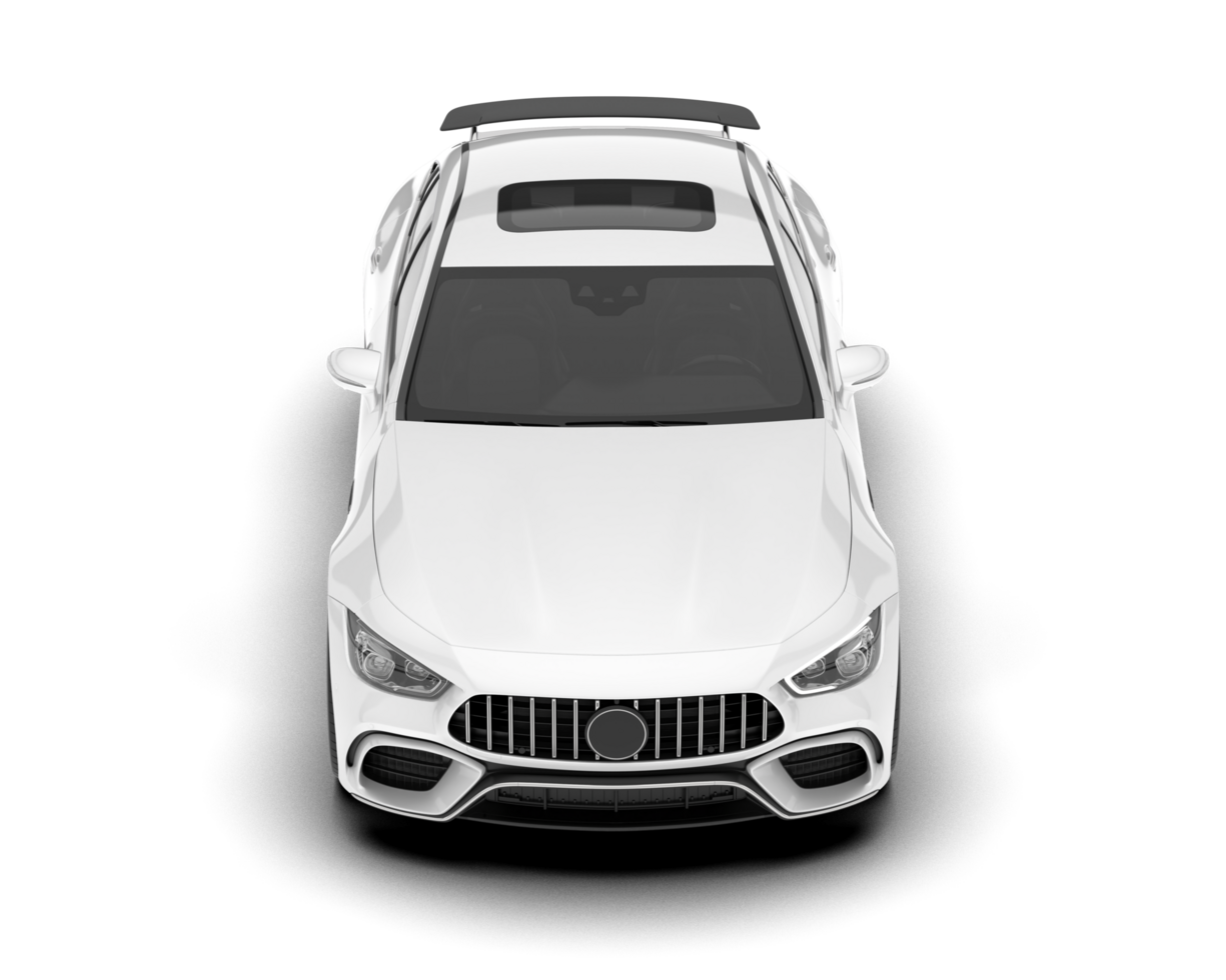 White sport car on transparent background. 3d rendering - illustration png