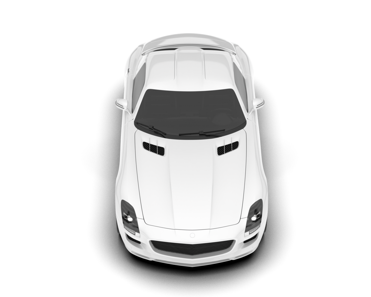 White sport car on transparent background. 3d rendering - illustration png