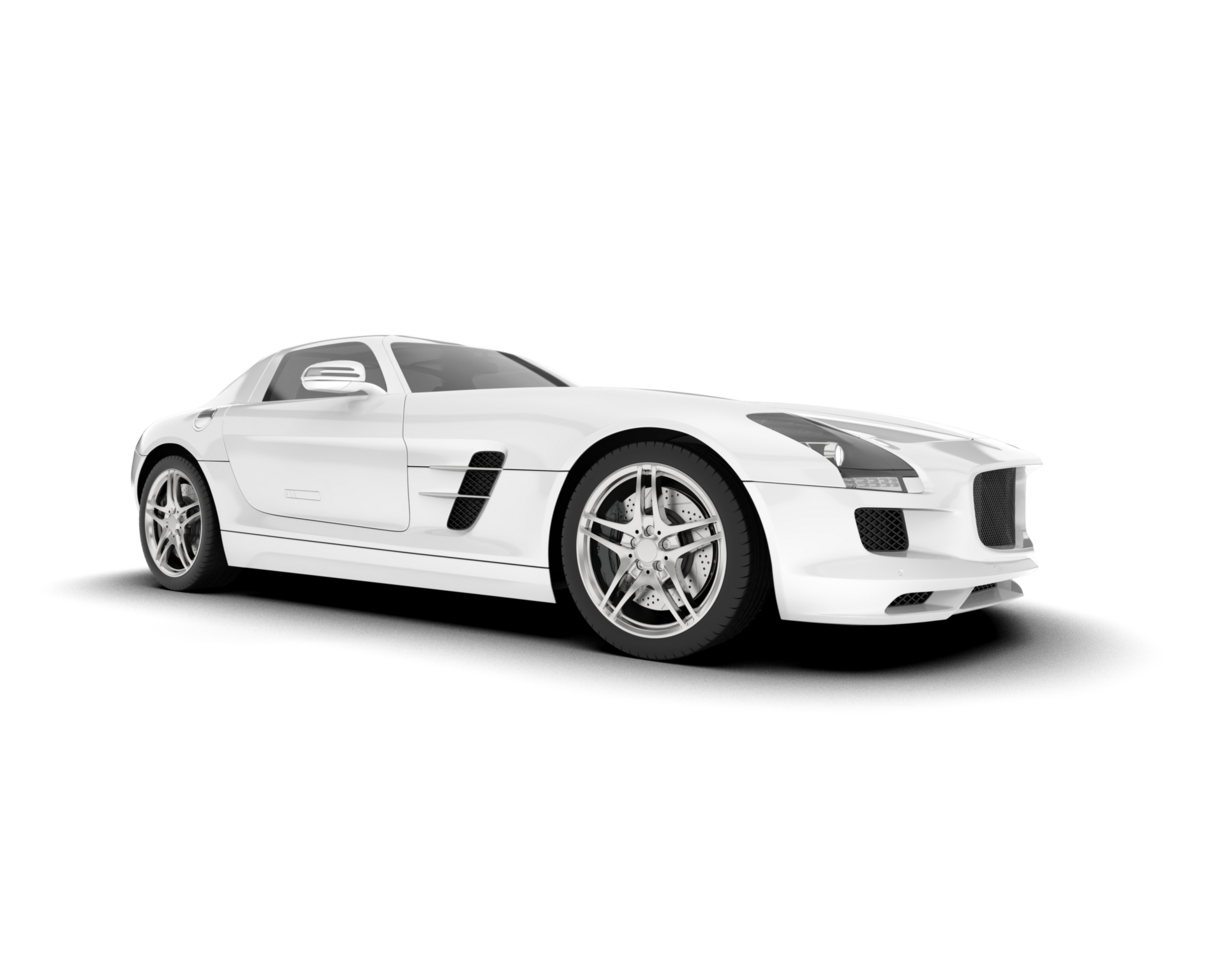 White sport car on transparent background. 3d rendering - illustration png