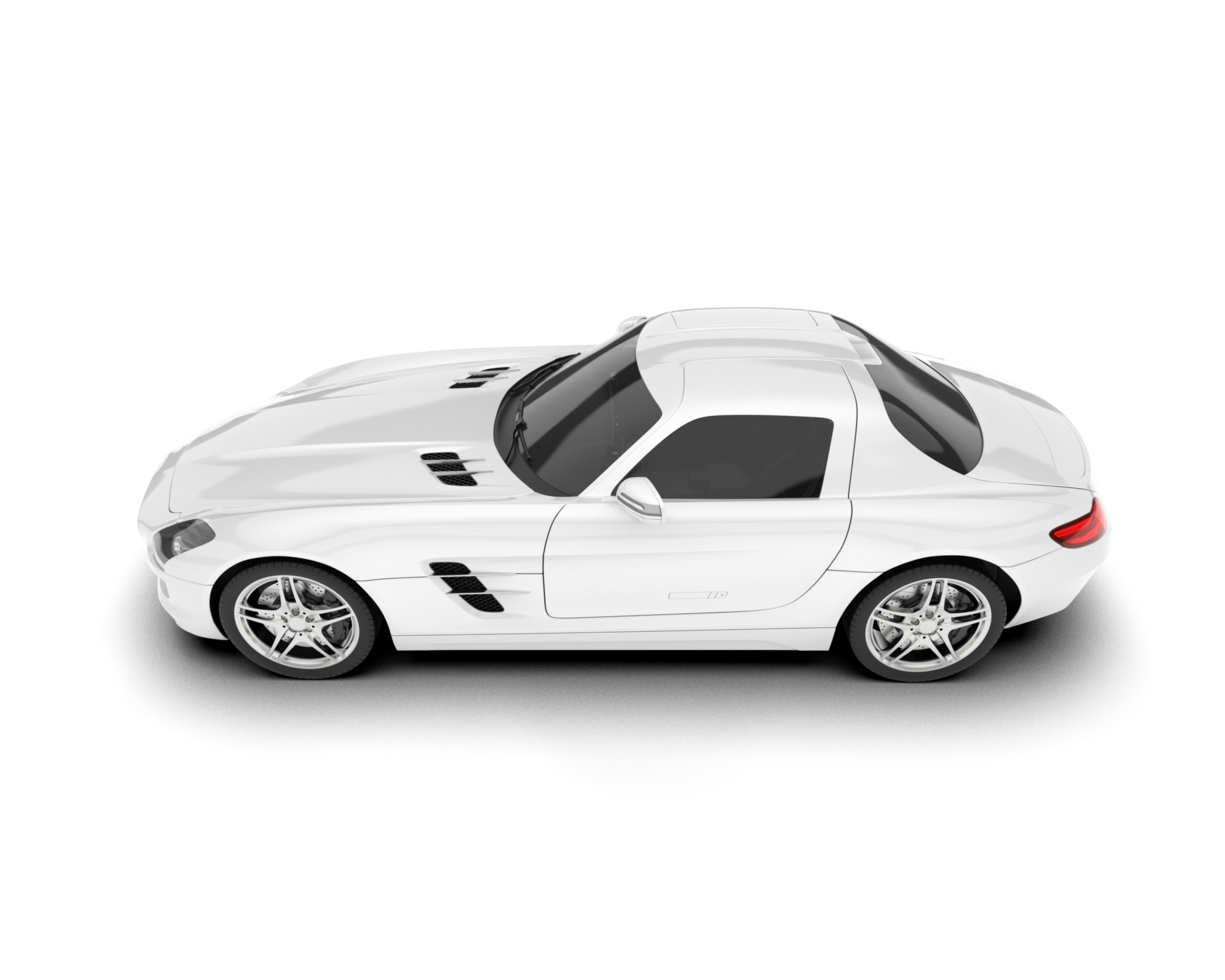 White sport car on transparent background. 3d rendering - illustration png