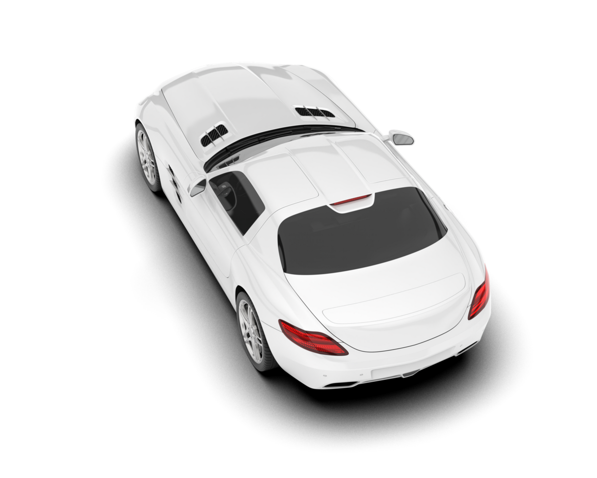 White sport car on transparent background. 3d rendering - illustration png