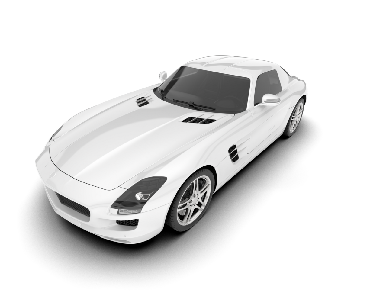 White sport car on transparent background. 3d rendering - illustration png