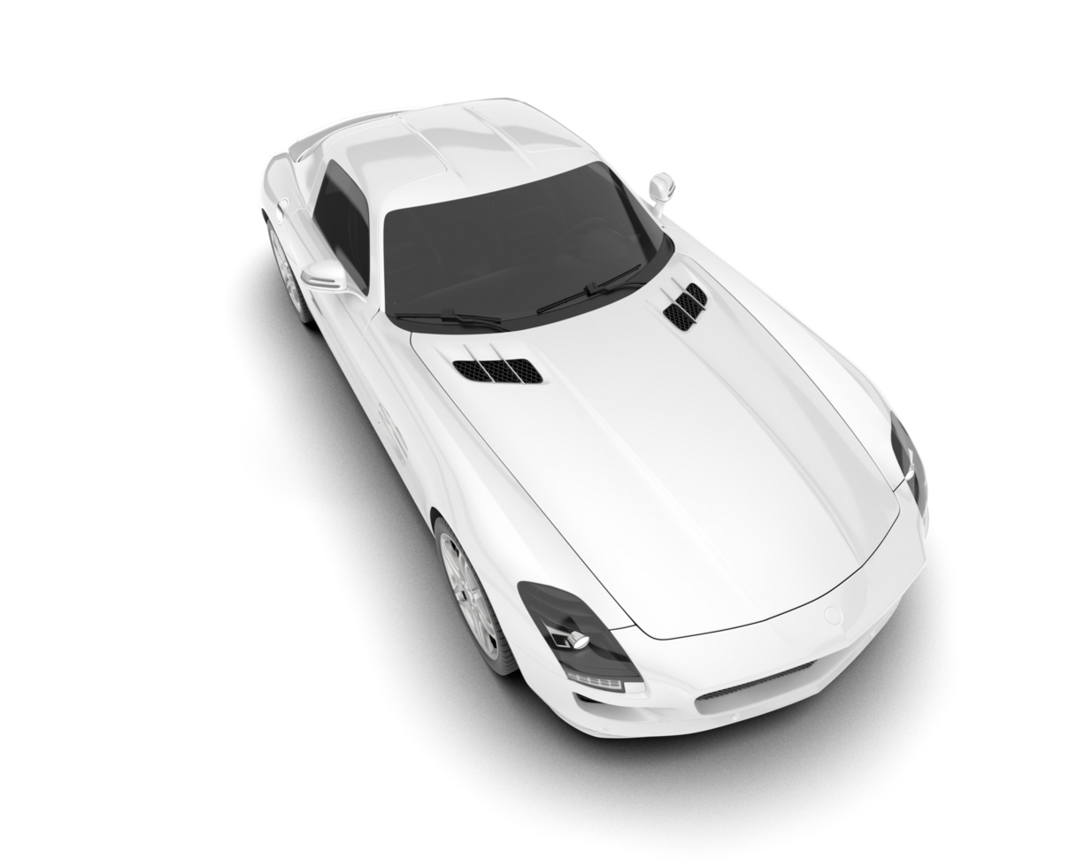 White sport car on transparent background. 3d rendering - illustration png