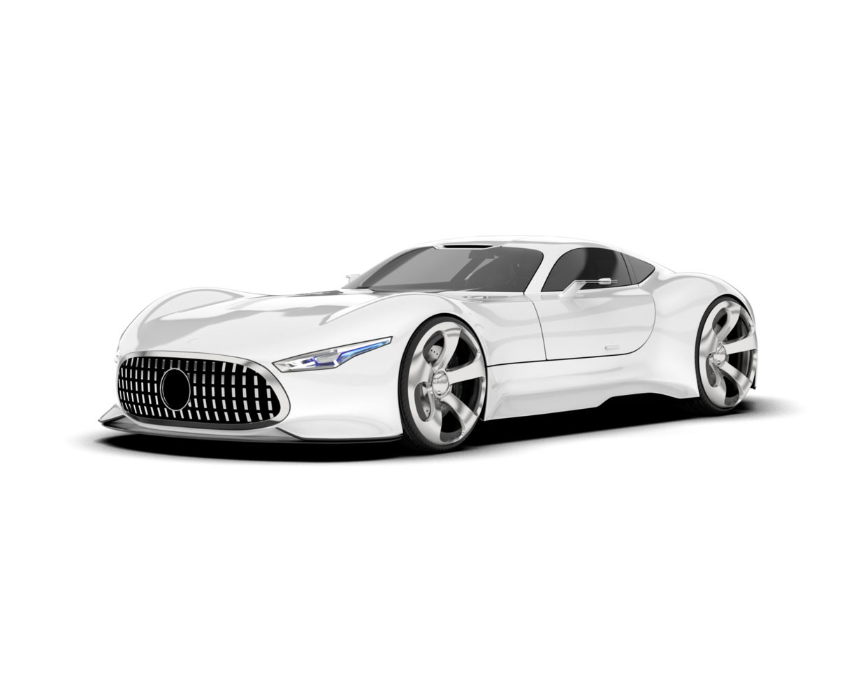 White sport car on transparent background. 3d rendering - illustration png