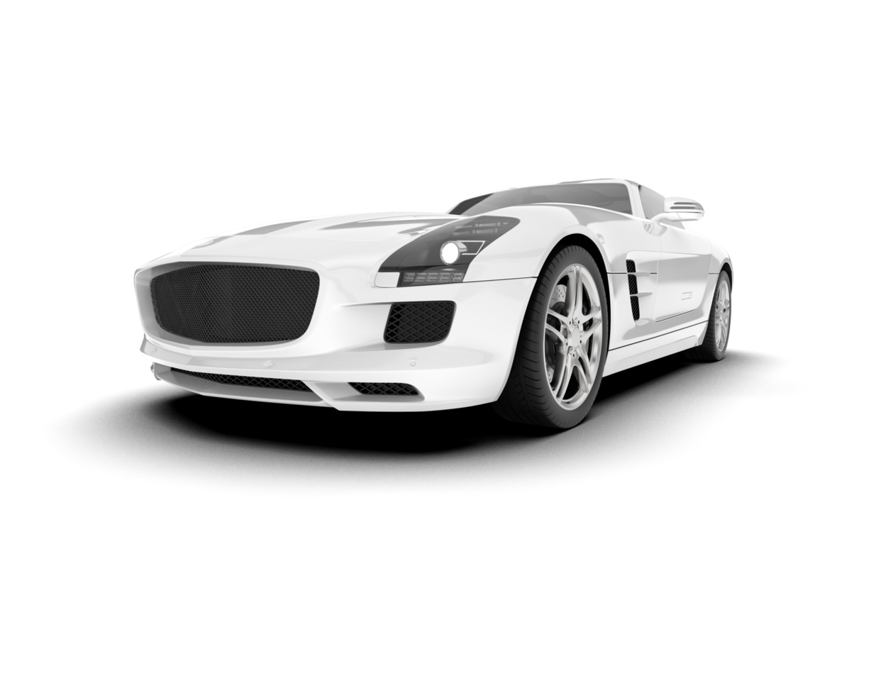 White sport car on transparent background. 3d rendering - illustration png