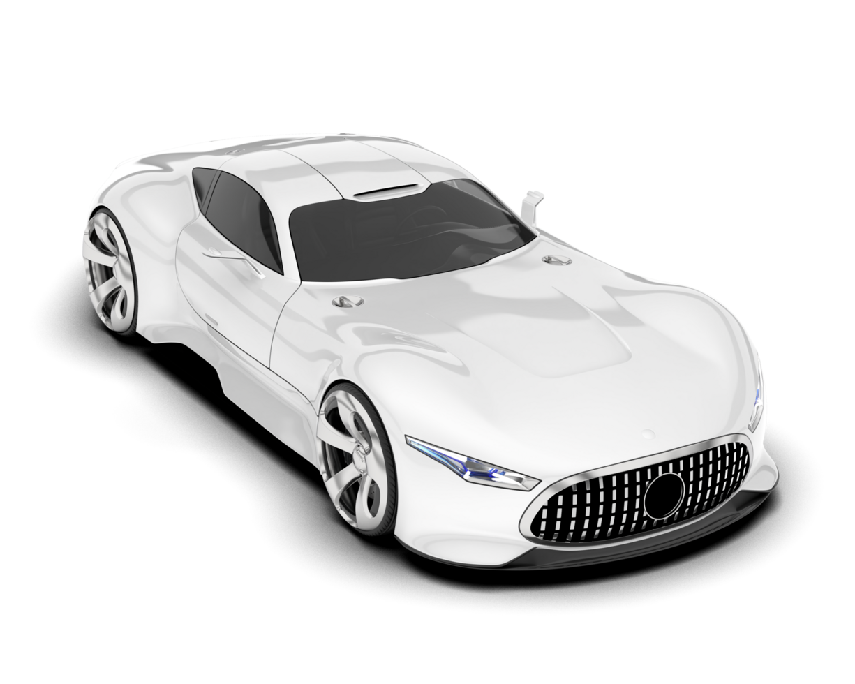 White sport car on transparent background. 3d rendering - illustration png
