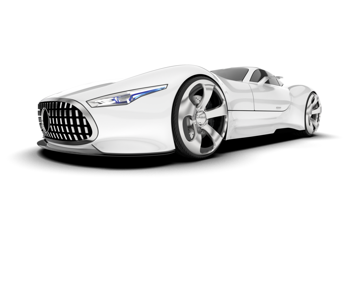 White sport car on transparent background. 3d rendering - illustration png