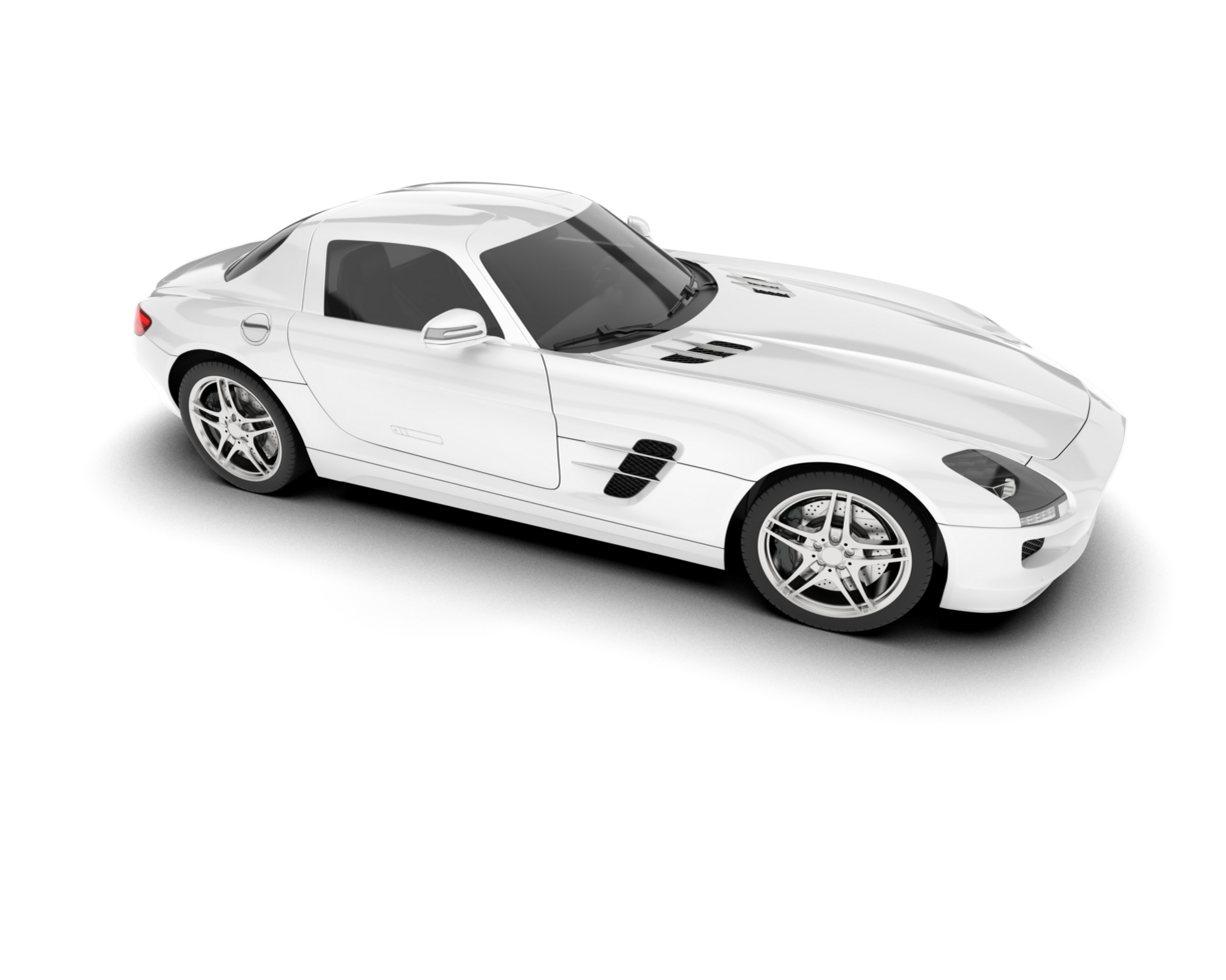 White sport car on transparent background. 3d rendering - illustration png