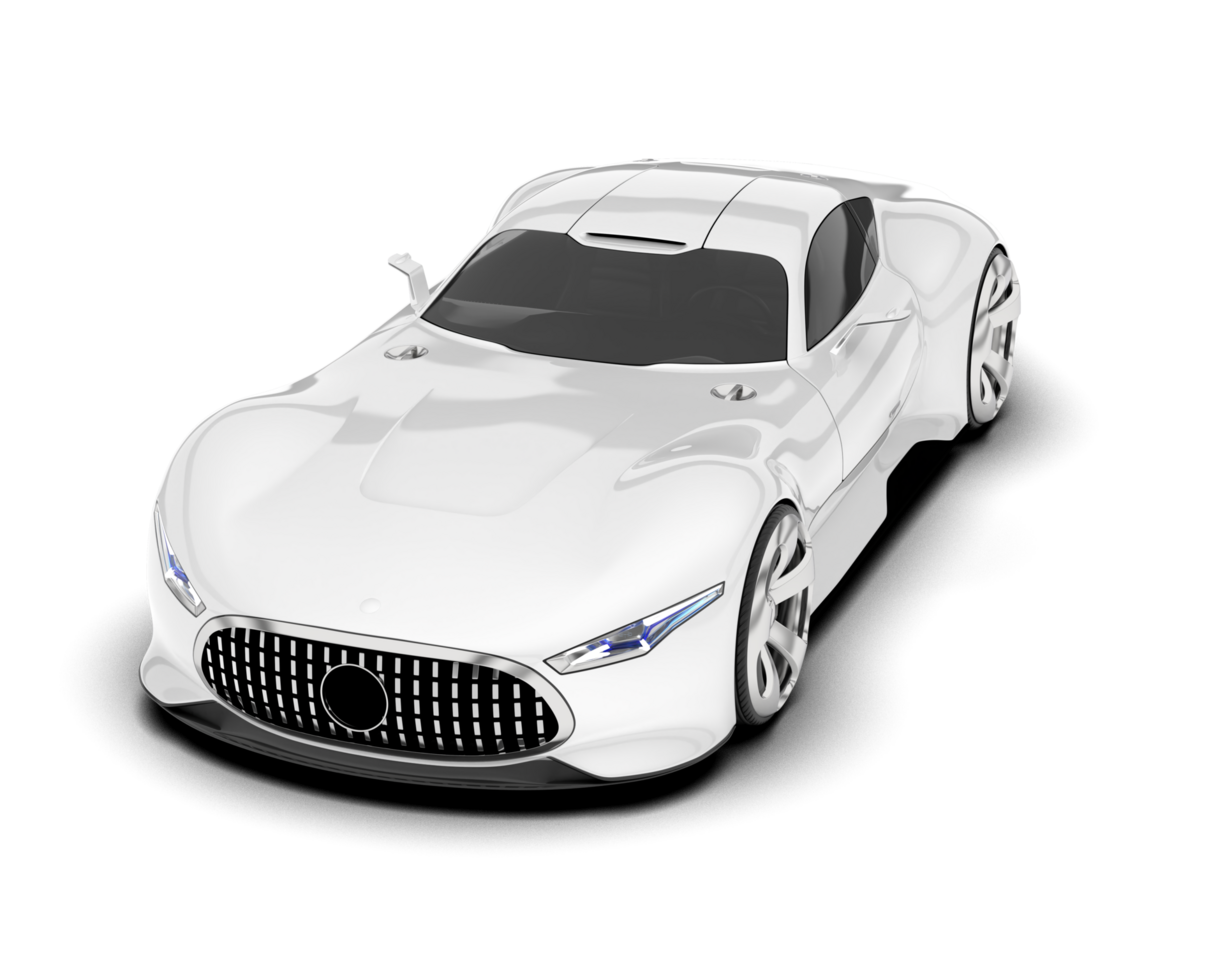 White sport car on transparent background. 3d rendering - illustration png