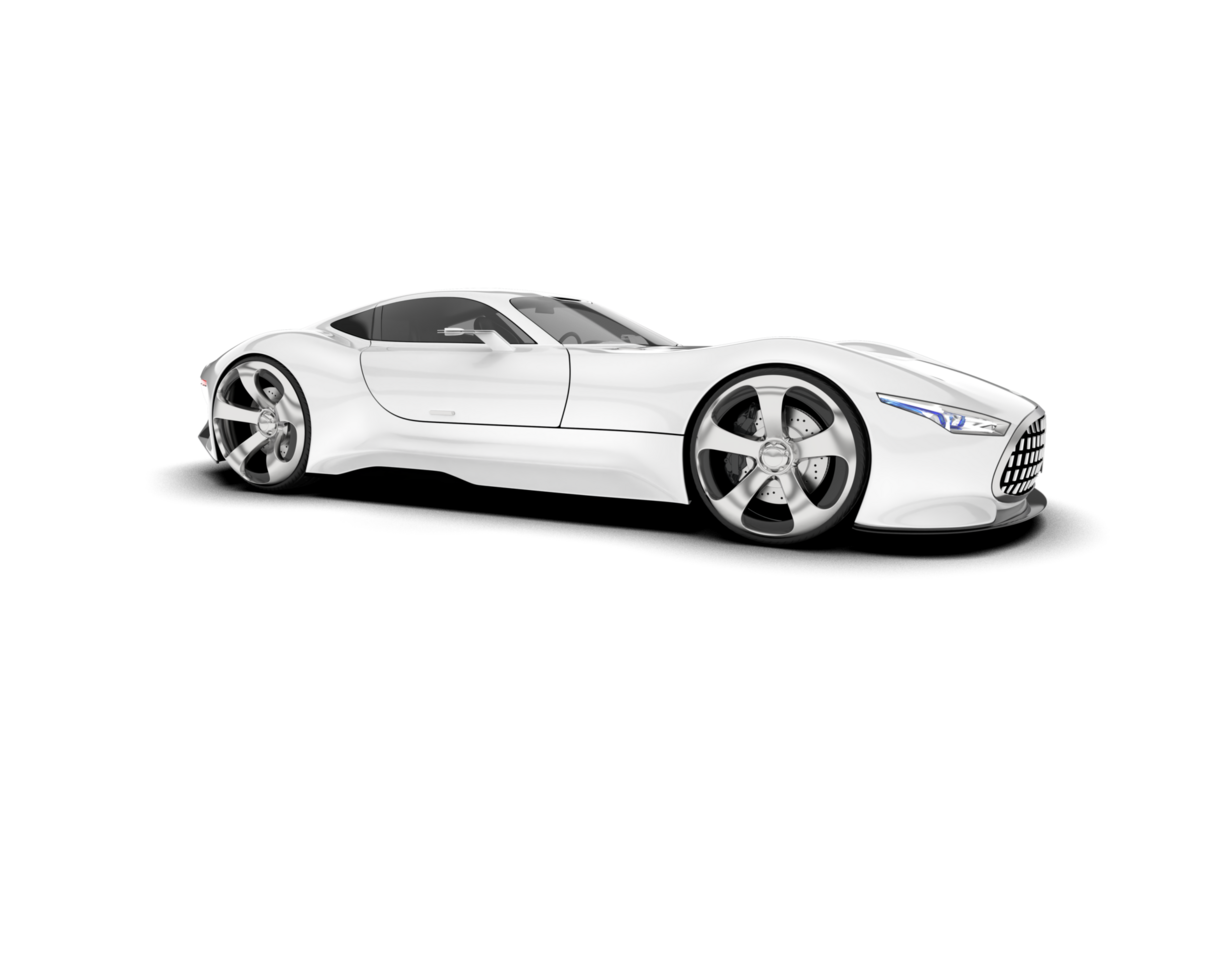White sport car on transparent background. 3d rendering - illustration png
