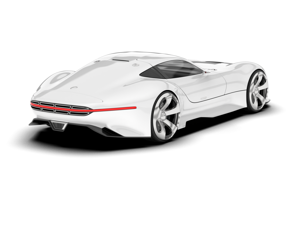 White sport car on transparent background. 3d rendering - illustration png