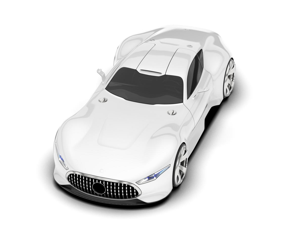 White sport car on transparent background. 3d rendering - illustration png