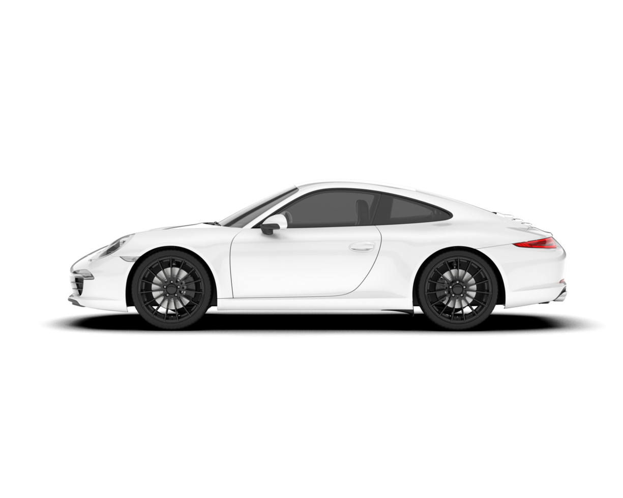White sport car on transparent background. 3d rendering - illustration png
