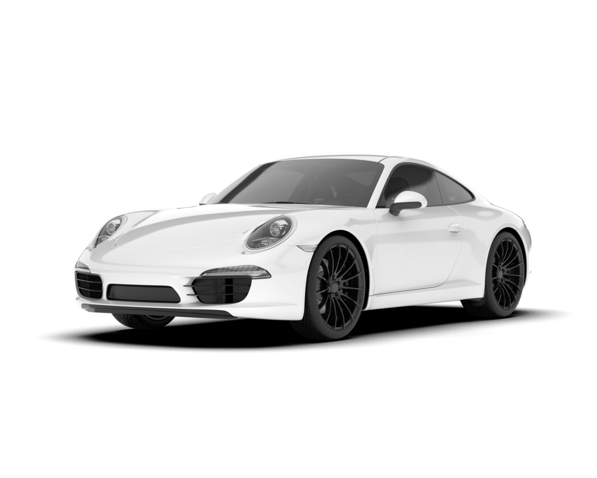 White sport car on transparent background. 3d rendering - illustration png