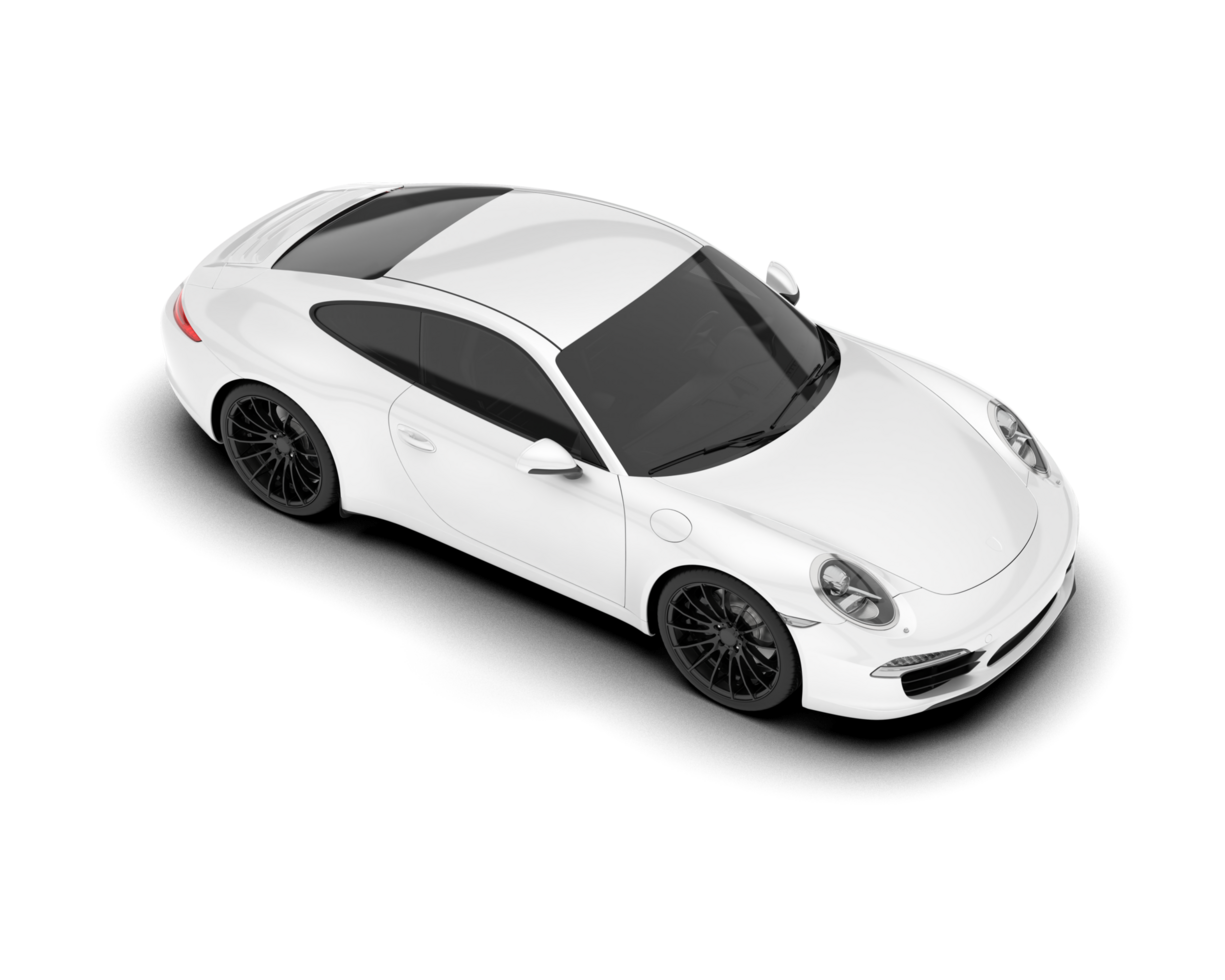 White sport car on transparent background. 3d rendering - illustration png