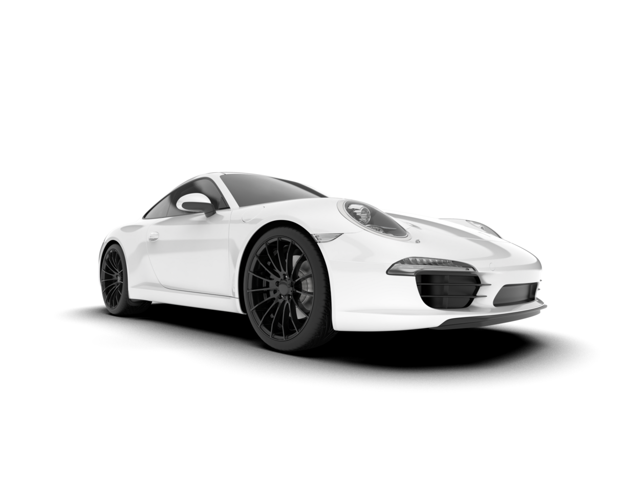 White sport car on transparent background. 3d rendering - illustration png