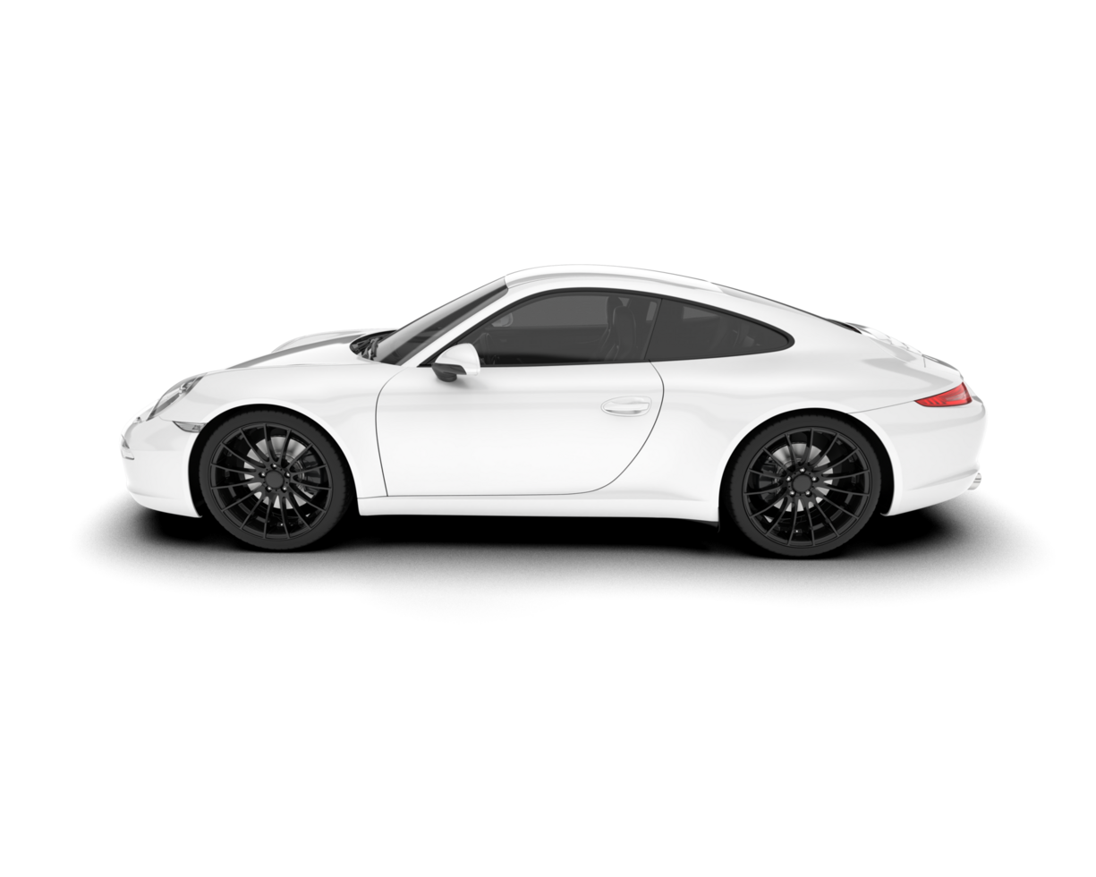 White sport car on transparent background. 3d rendering - illustration png