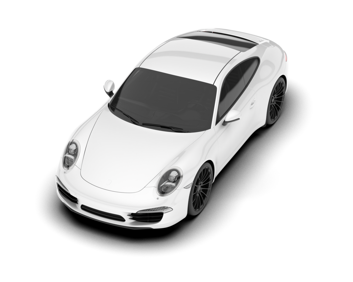 White sport car on transparent background. 3d rendering - illustration png