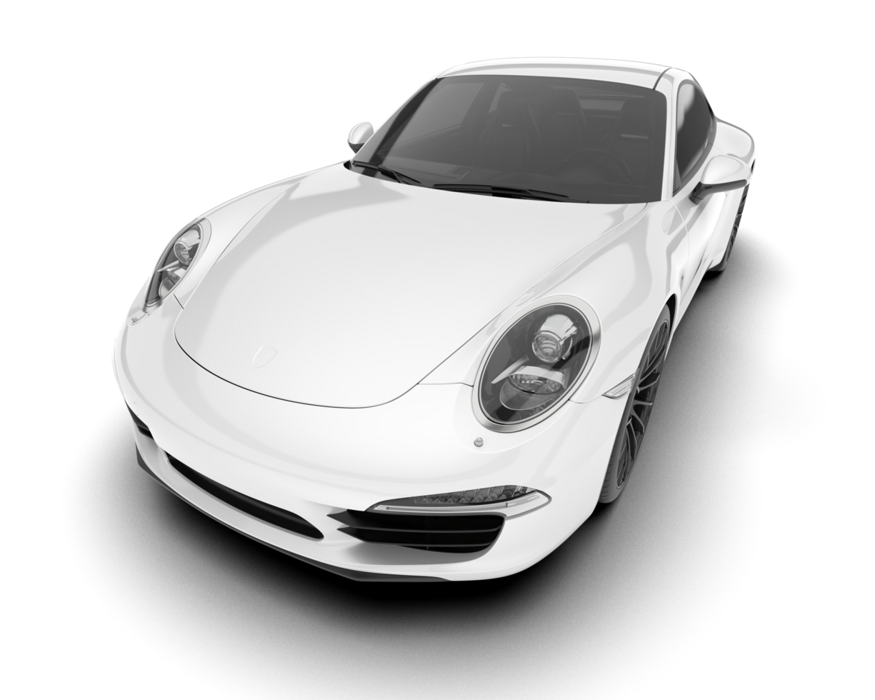 White sport car on transparent background. 3d rendering - illustration png