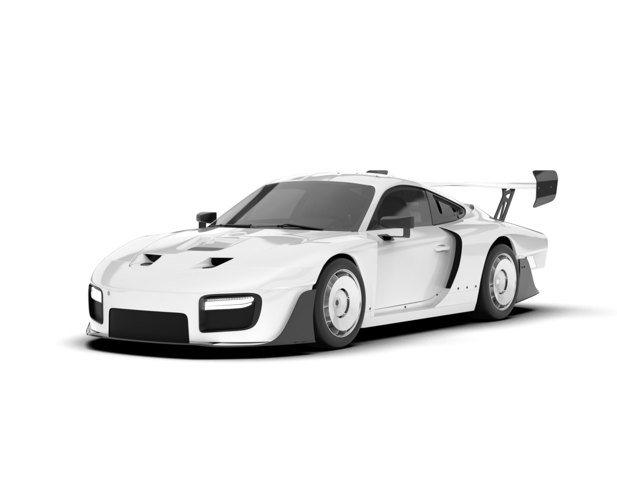 White sport car on transparent background. 3d rendering - illustration png