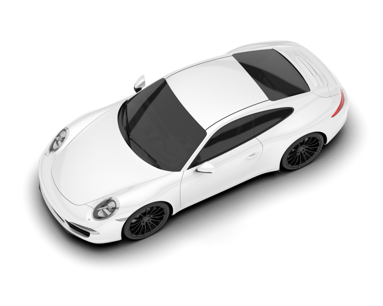 White sport car on transparent background. 3d rendering - illustration png